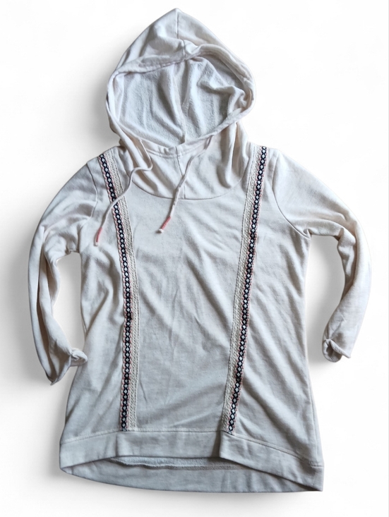 Maurices Sweaters - Maurices Size Large Cream Hoodie Sweater with Embroidered Stripes